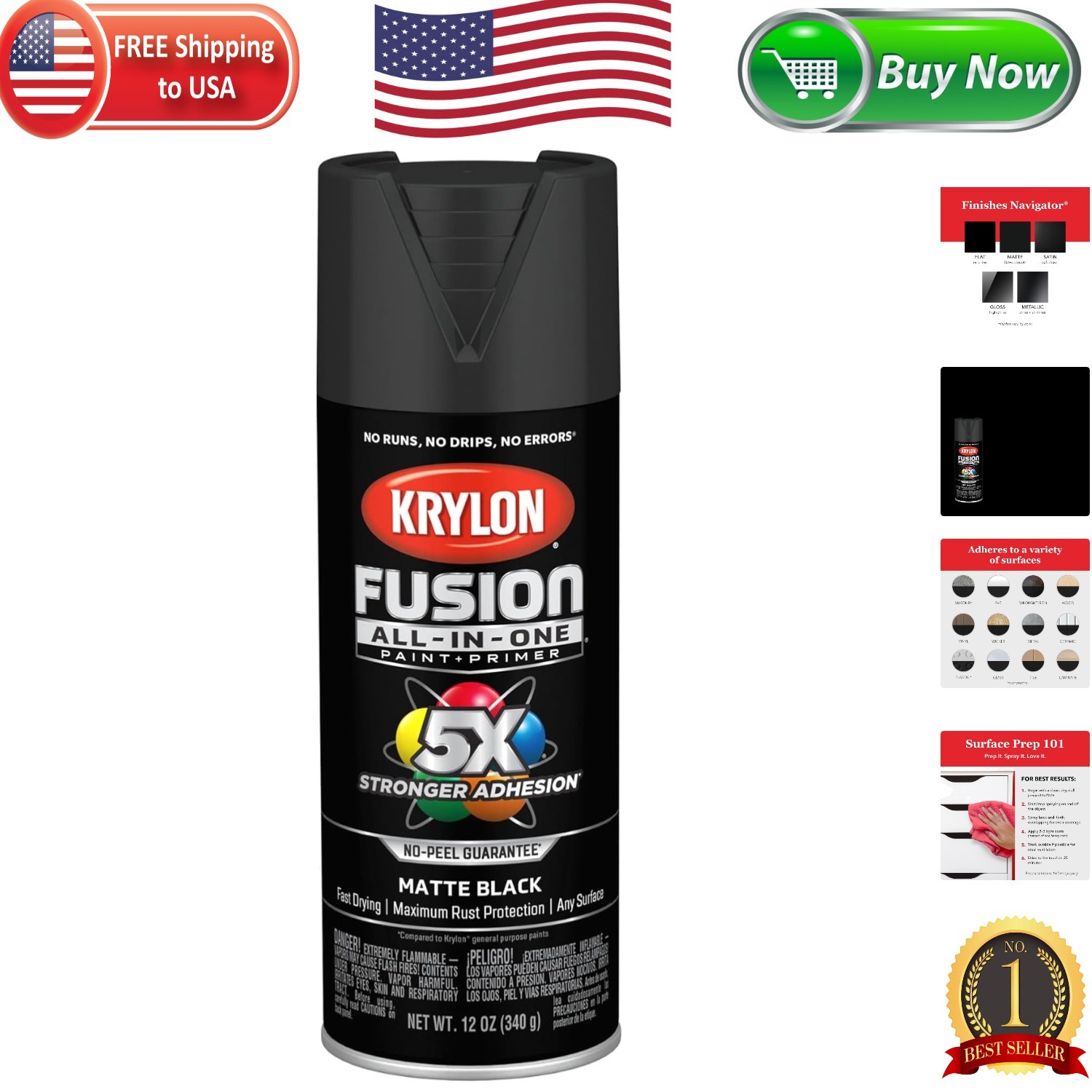 Versatile 12 oz Matte Black Spray Paint – Quick Dry, Waterproof for All Surfaces