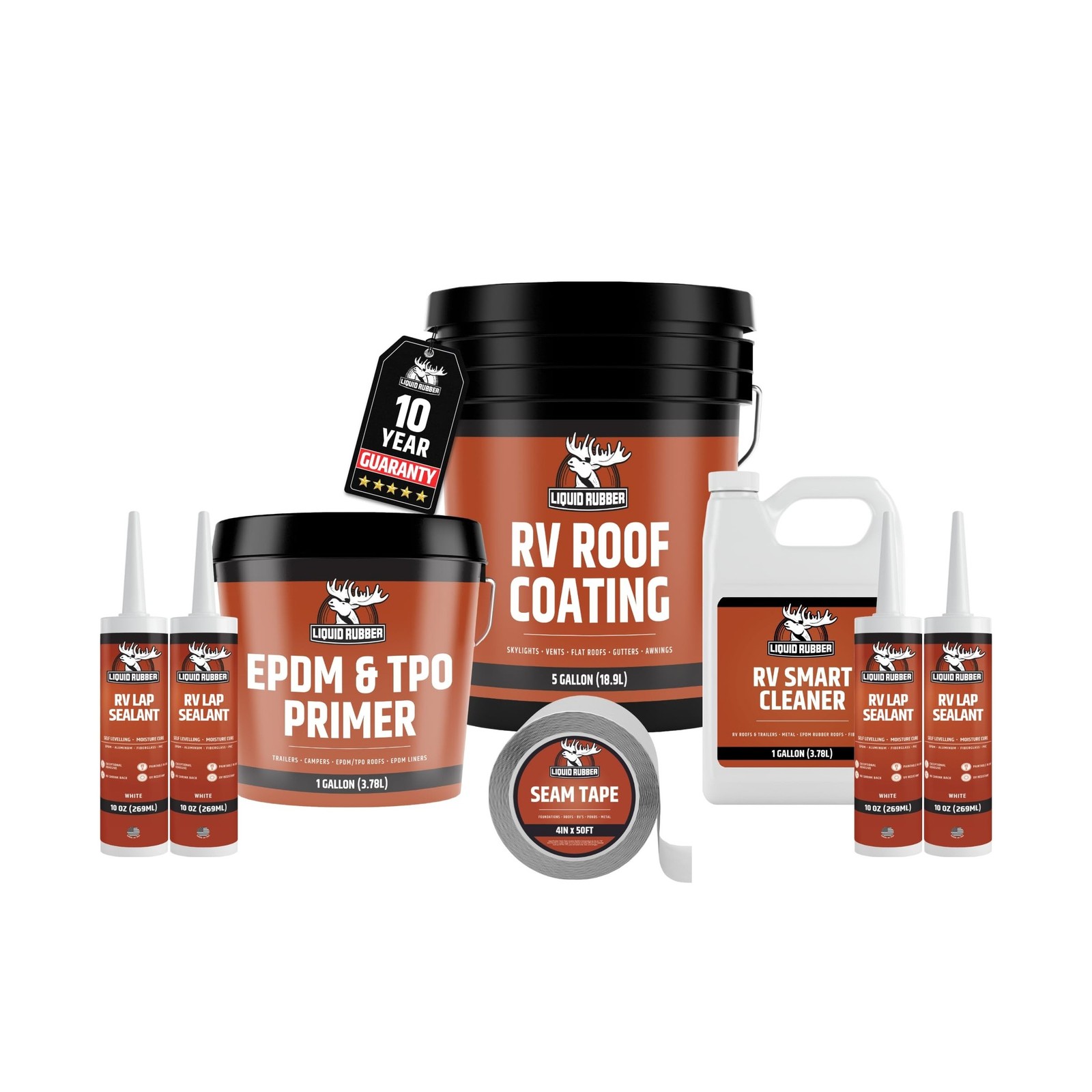 Liquid Rubber RV Roof Coating 30 Ft Leak Repair Kit – Solar Reflective, Wa