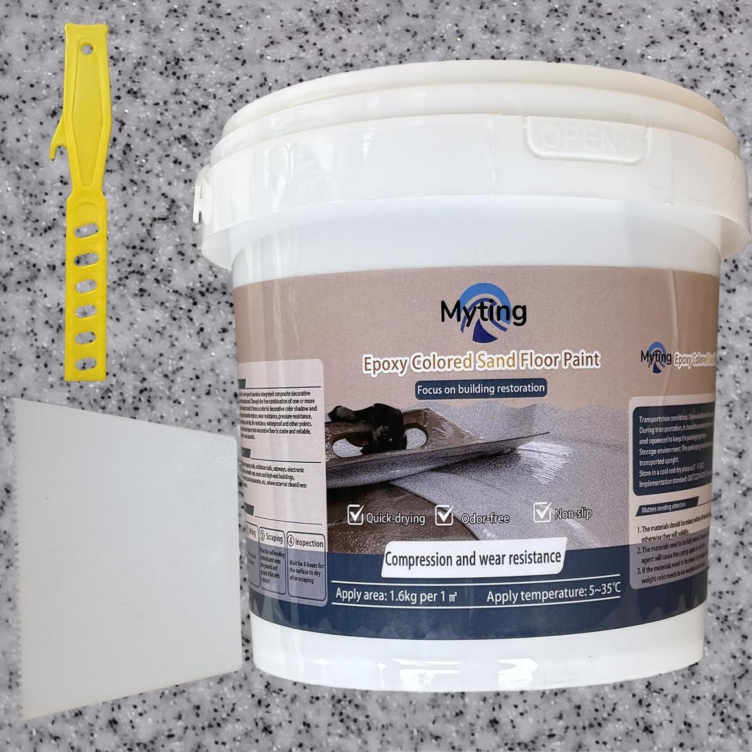 Self-Leveling Epoxy Floor Paint – Stain Resistant and Non-Slip, Light Gray 35 Oz