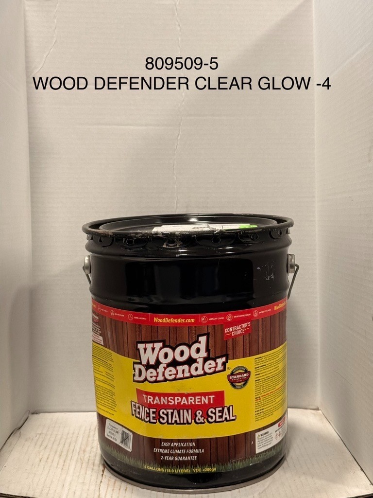 Wood Defender Transparent Fence Stain Clear Glow 5 gallon Dented Can