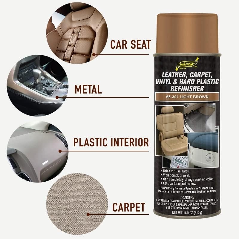 S.M. Arnold Refinishing Spray Paint – LIGHT BROWN 11 Oz. – For Leather, Carpet,