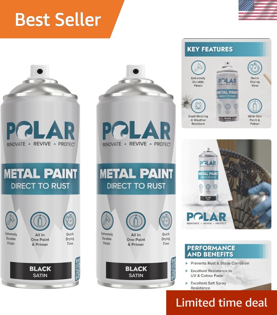 Rust-Resistant Satin Black Spray Paint – Perfect for Metal, Wood & Plastic