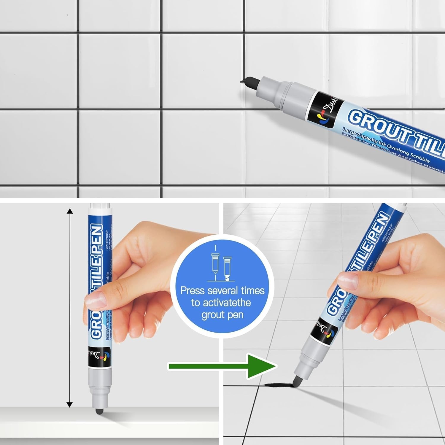 DWIL Tile Paint, Tub and Tile Refinishing Kit with Grout Pen – Water Based &Low