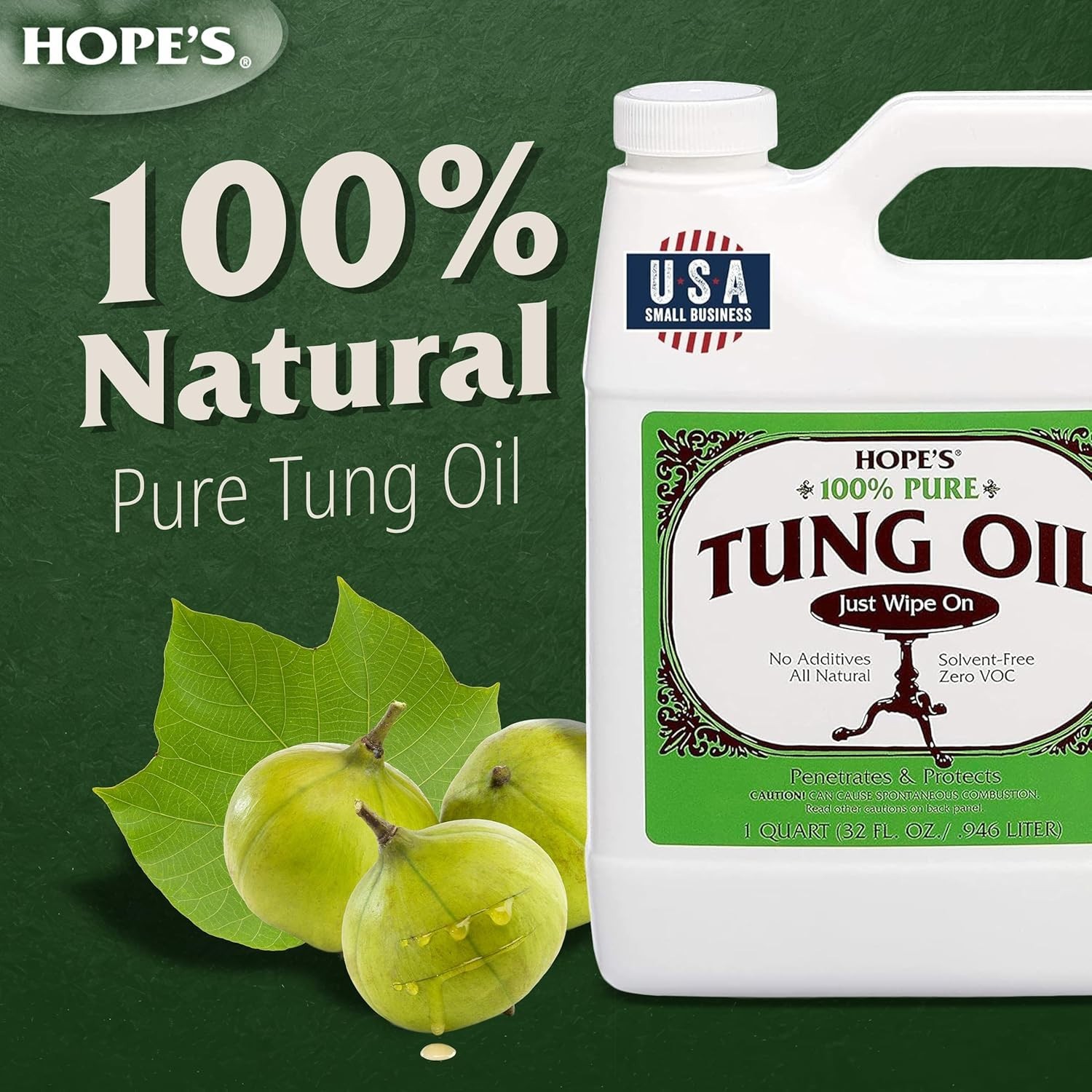 100% Pure Tung Oil 32 Fl Oz – Food Safe Wood Finish