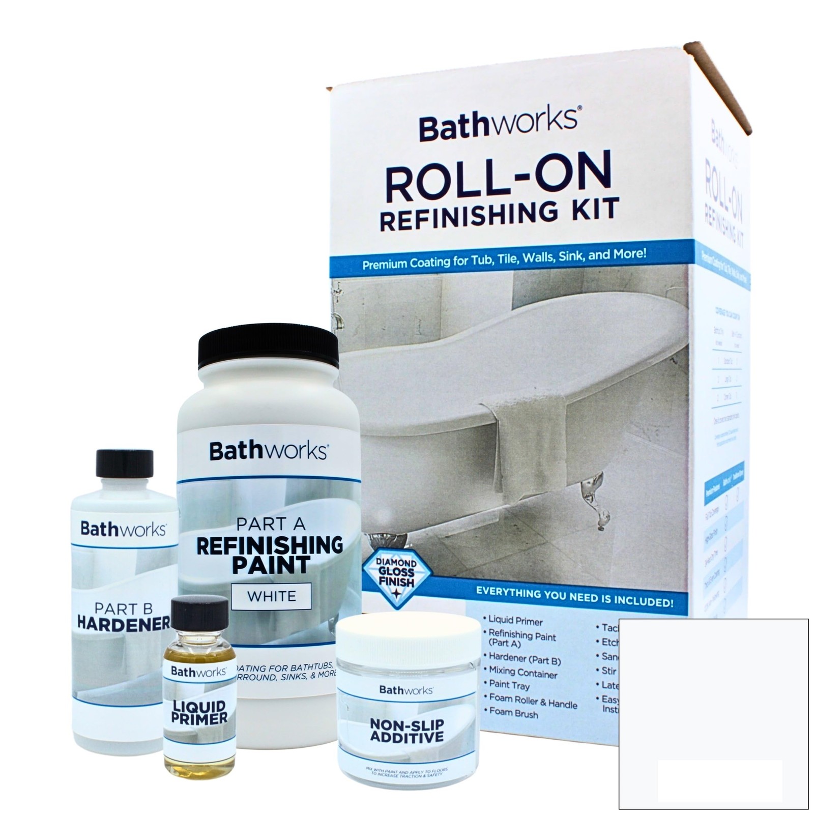 Bathworks Roll-On Refinishing Kit with Non-Slip Additive – 22 fl oz, High Glo…