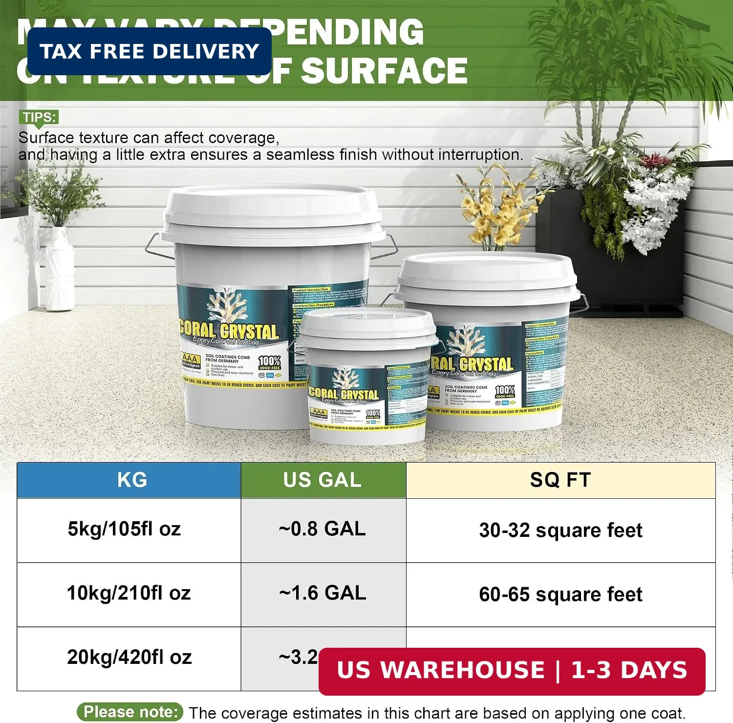 Epoxy Colored Sand Floor Paint Self Leveling-210 Fl Oz | Easy Pour & Roll Applic