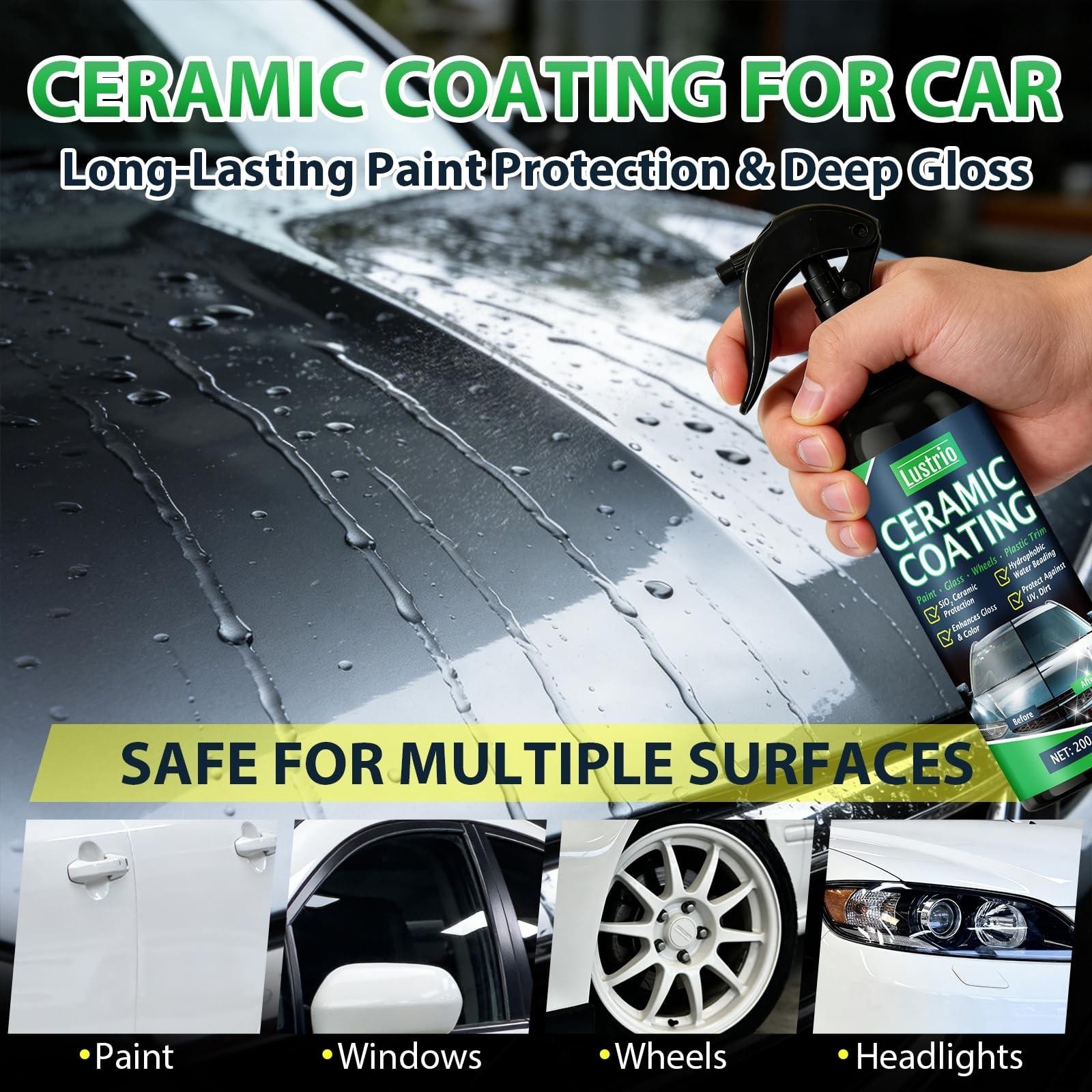 Ceramic Spray Coating for Cars – Hydrophobic Self Cleaning Formula, Easy Wipe…