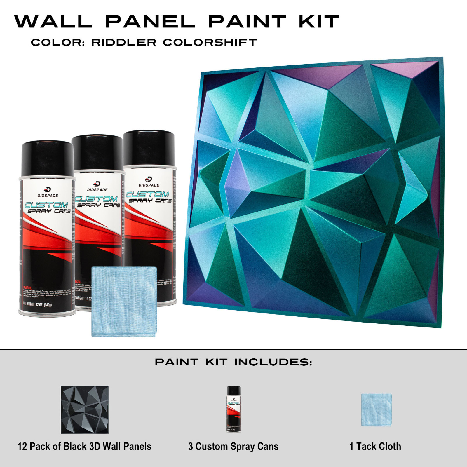 Riddler ColorShift Black Wall Panel Paint Kit Green Purple Blue