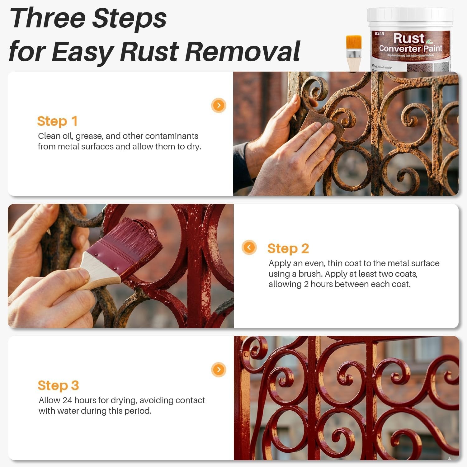 Fast-Drying Rust Reformer & Metal Primer, 17oz Red Paint – No Sanding Required