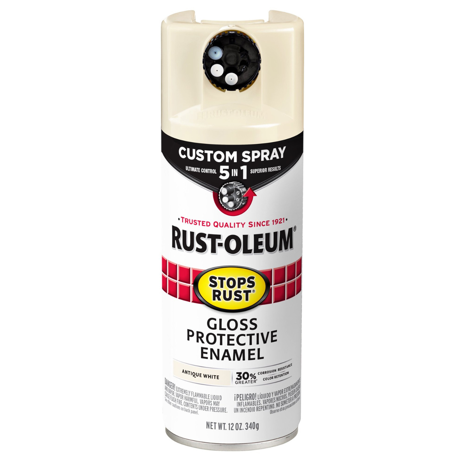 Rust-Oleum Stops Rust Custom Spray 5-in-1 Gloss Antique White 12oz 6 Pack
