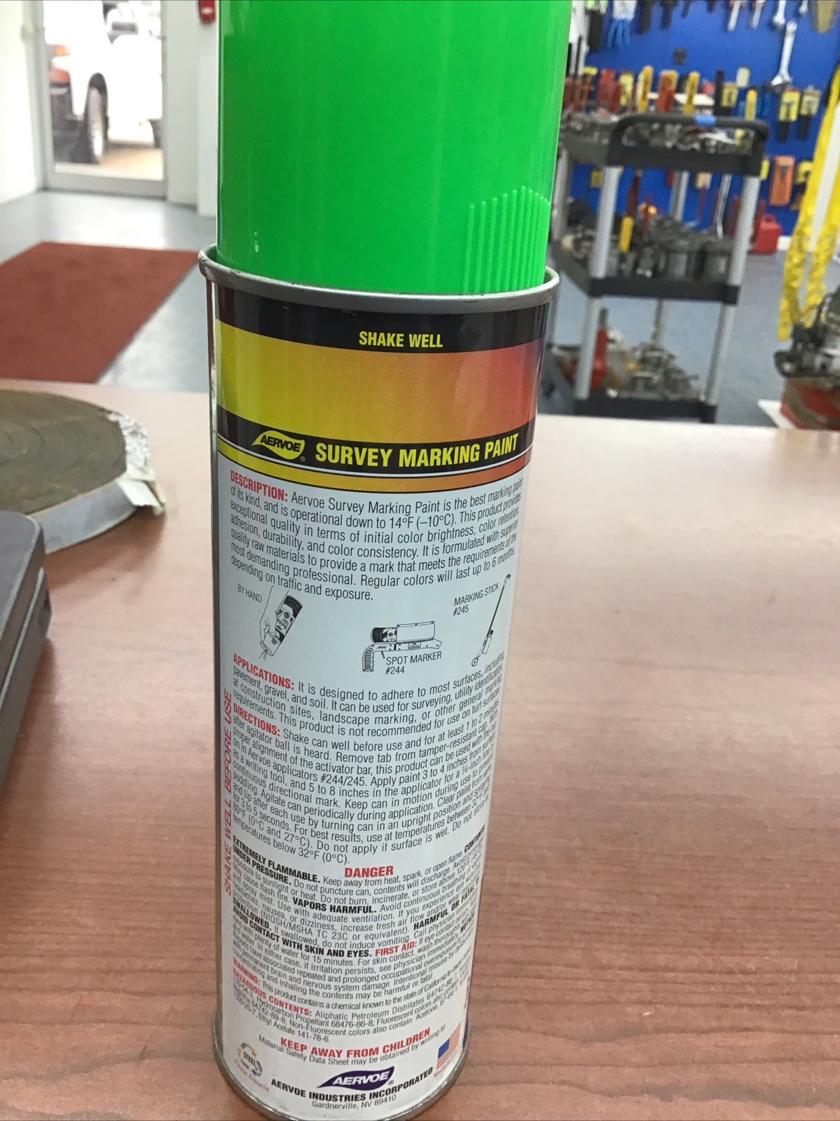 Aervoe 224 Fluorescent Survey Marking Paint, Aerosol 20 oz. (Green) 12 Cans Boxs