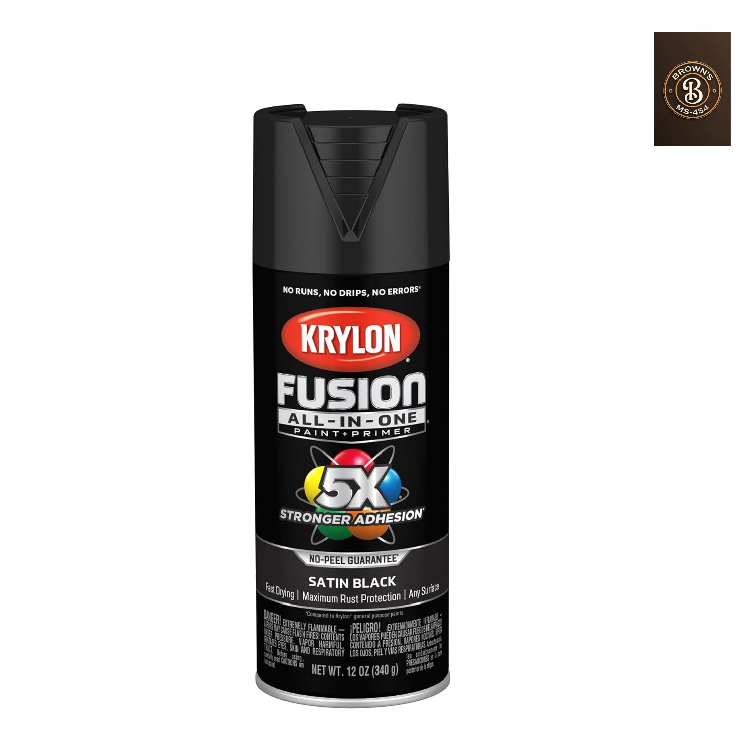 Fusion All-In-One Adhesive Spray Paint for Indoor/Outdoor Use, 12 oz, Black