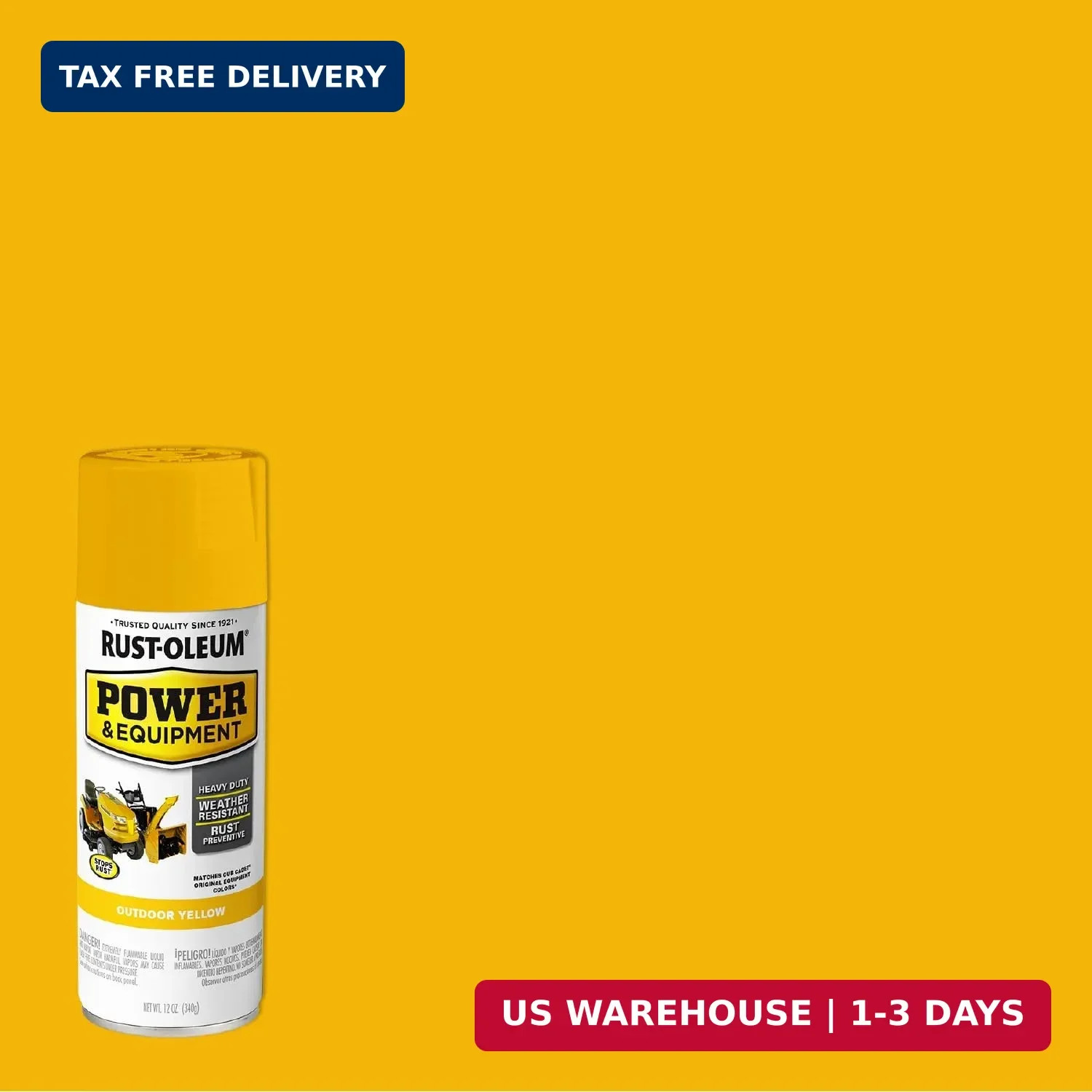 Rust-Oleum Power & Equipment Enamel Spray Paint, 12 oz, Gloss Outdoor Yellow