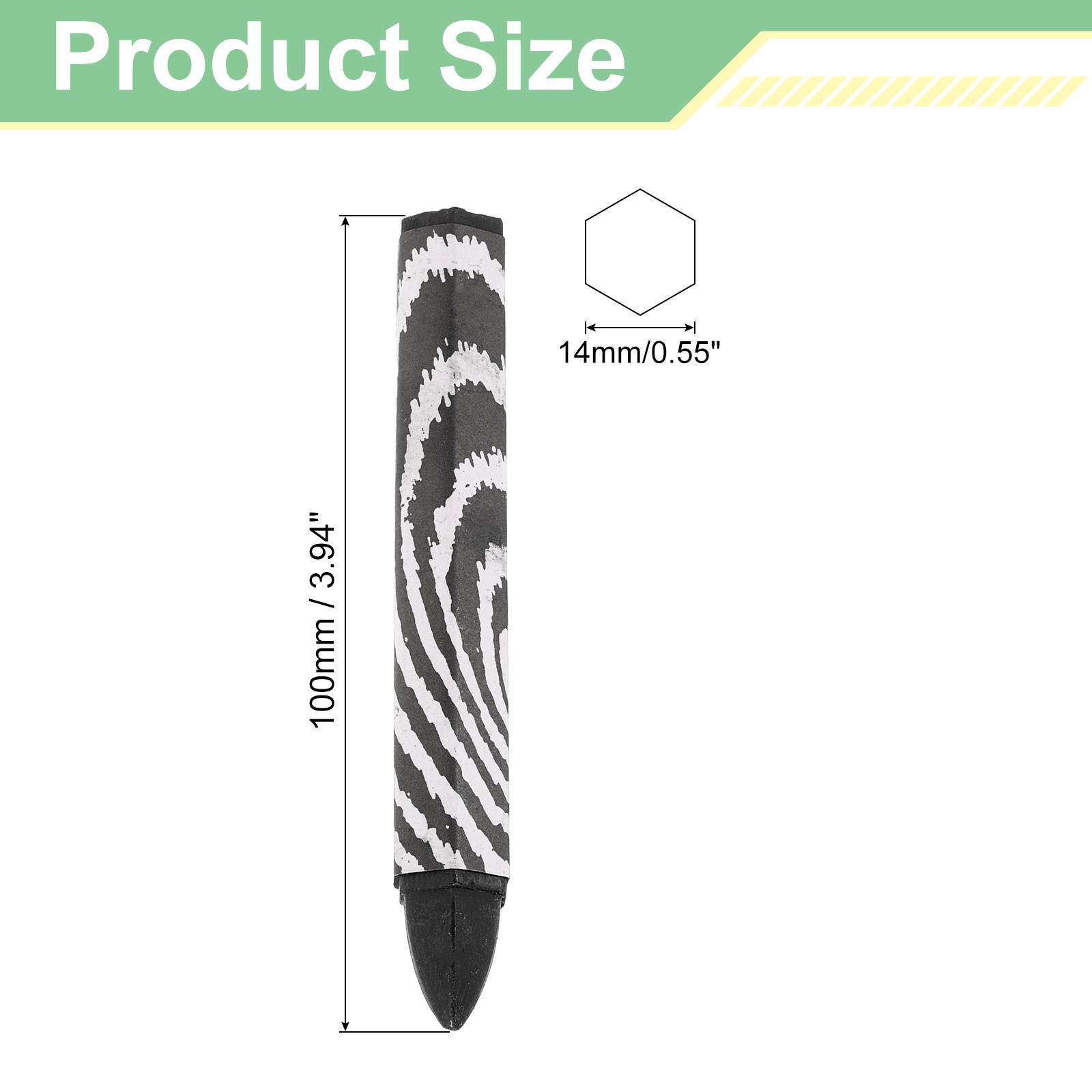 Lumber Marking Crayons, 6 Pcs Black Hex Wax Tire Marker, 4″ x 0.55″