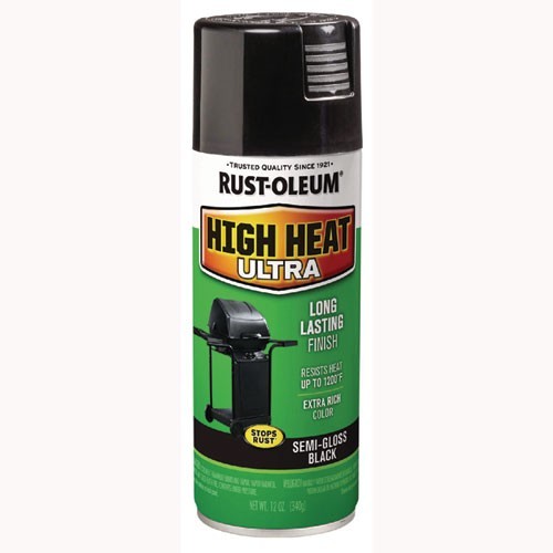 Rust-Oleum High Heat Enamel Spray Paint, Semi-Gloss Black, 12 oz, 2/Pack