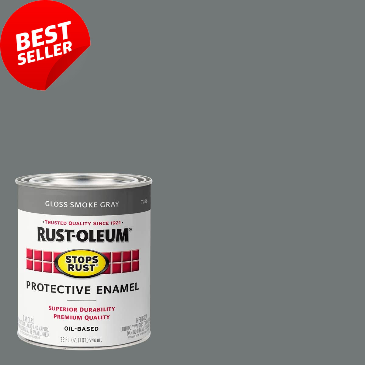 7786502 Protective Enamel Paint, 32 Oz, Gloss Smoke Gray, Stops Rust, 1 Quart