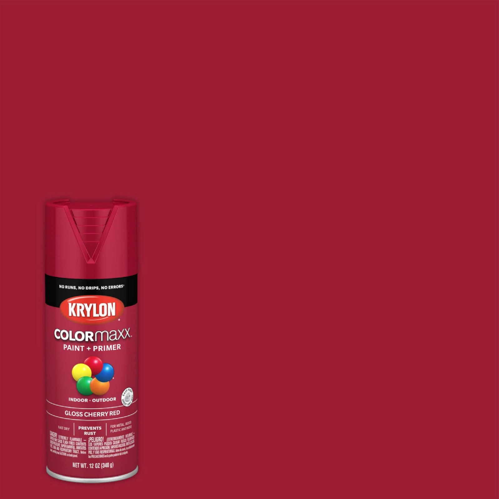 Krylon COLORmaxx Cherry Red Spray Paint 12 Ounce Fast Dry Rust Protection