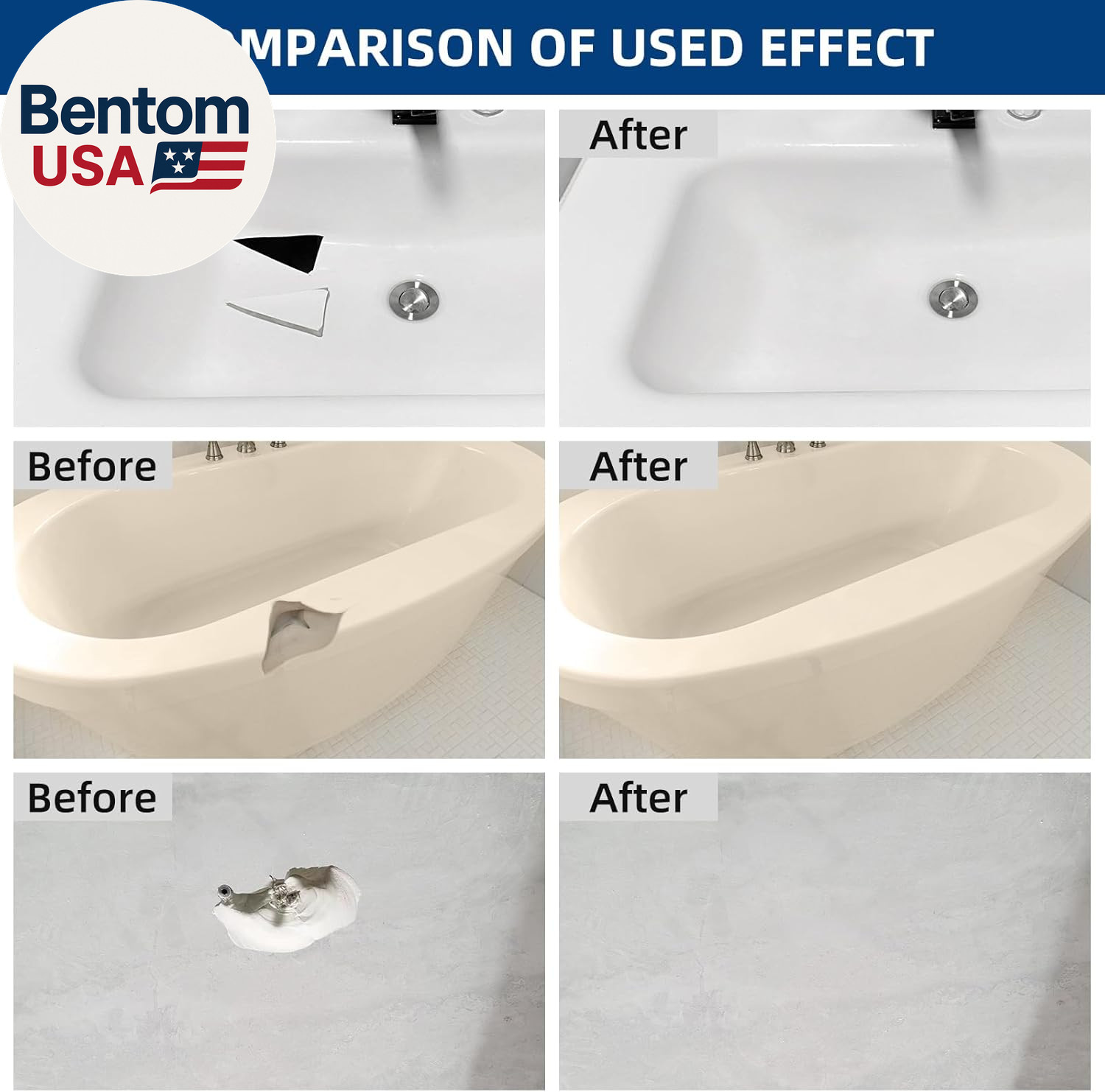 Tub and Fiberglass Shower Repair Kit White, 3.7Oz Porcelain Tile Repair Kit, Por