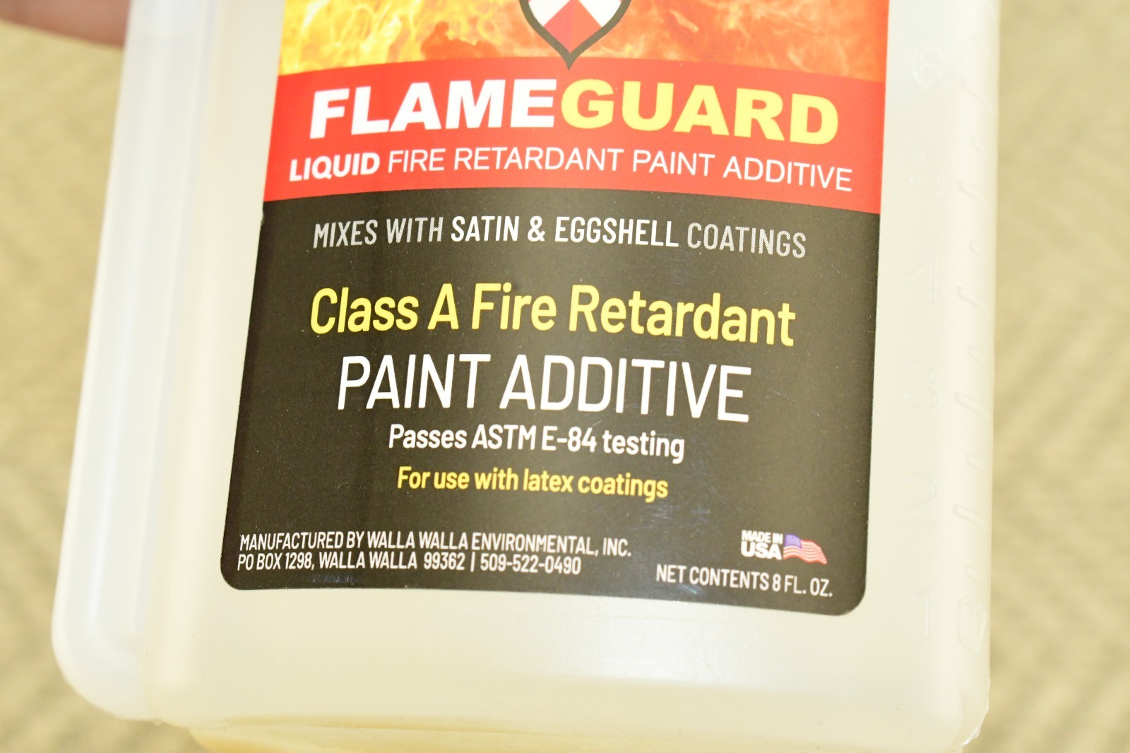 Flame Guard Liquid – Fire Retardant Paint Additive – 8 oz Bottle