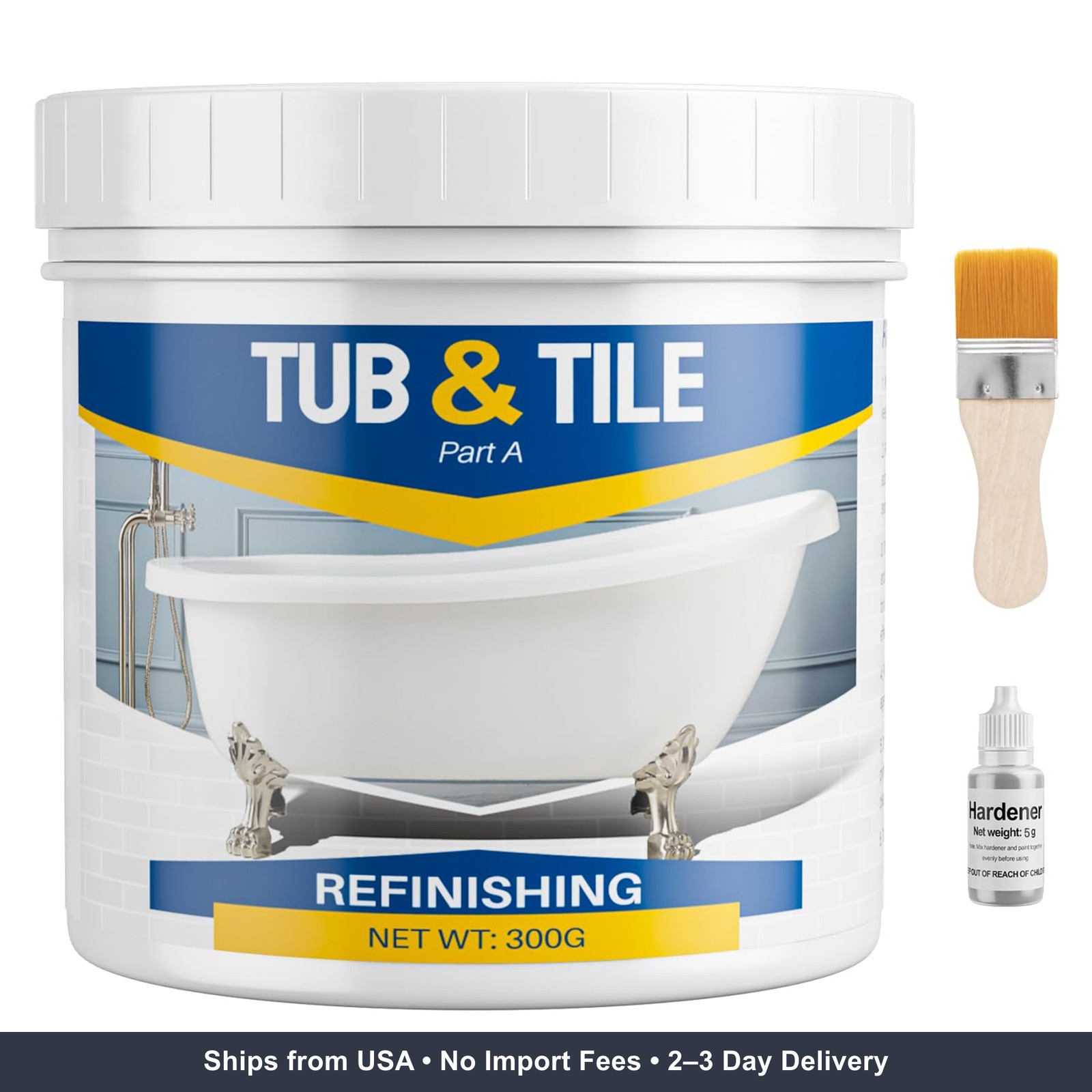 Tub and Tile Refinishing Kit, 10.6oz Bathtub Refinishing Kit with Tools, DIY Tub