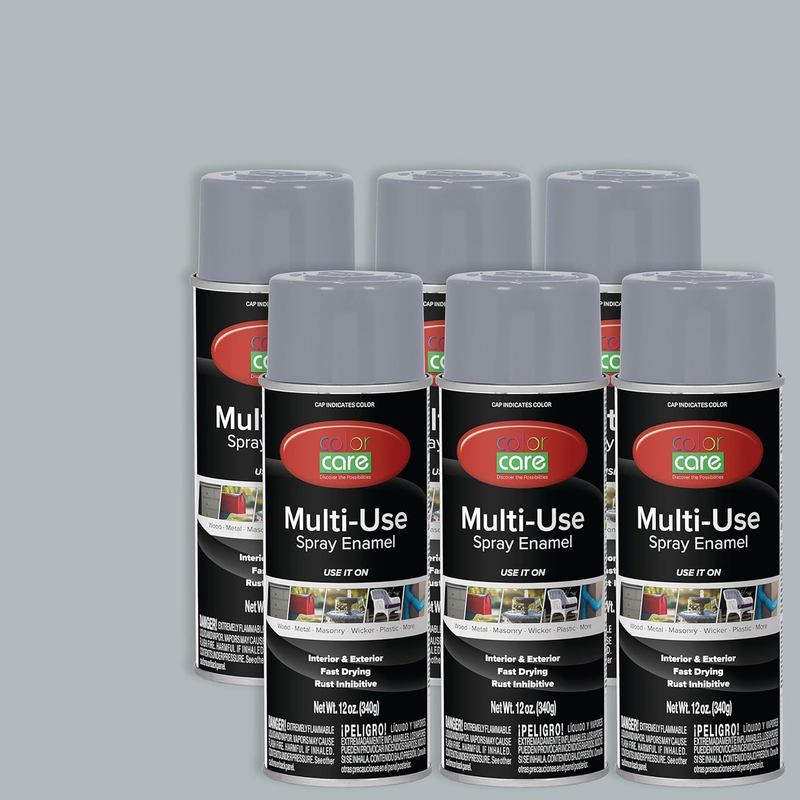 Color Care Spray Paint Light Gray 12 oz- 6 pack