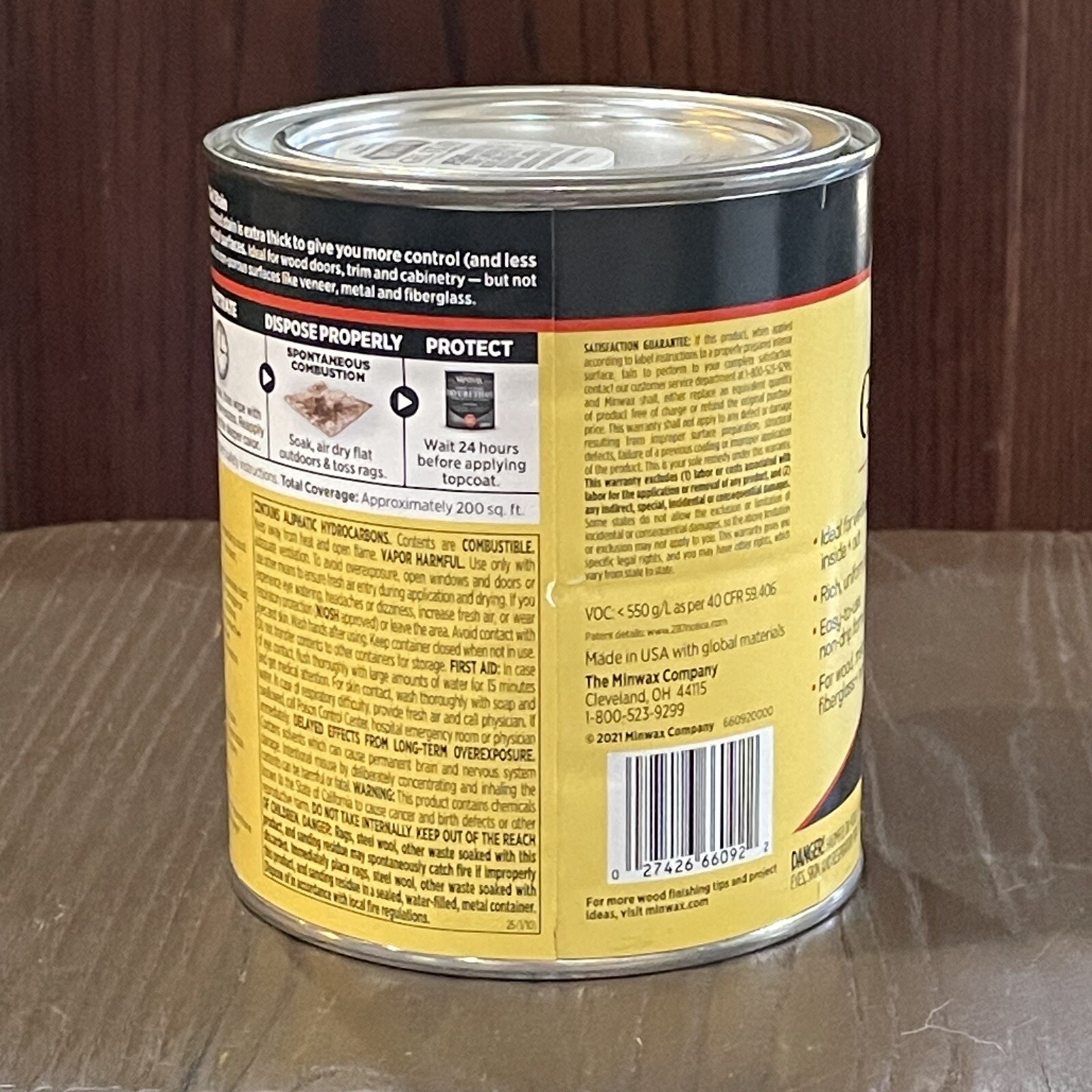 Minwax Gel Stain Wood Veneer Fiberglass Metal 1 Quart BLACK New