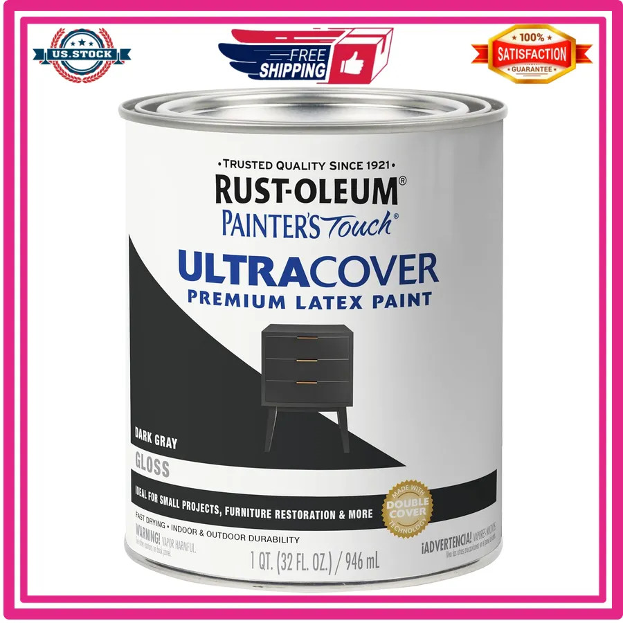 Rust-Oleum Painter’s Touch Semi-Gloss White Latex Paint Interior Exterior Quart