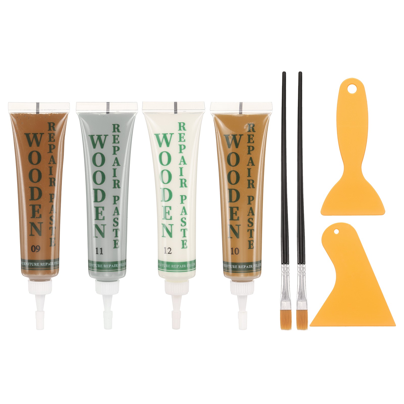 Wood Filler Kit Repair, Yellow Sandalwood, Light Teal Green, Light Grey, Cream