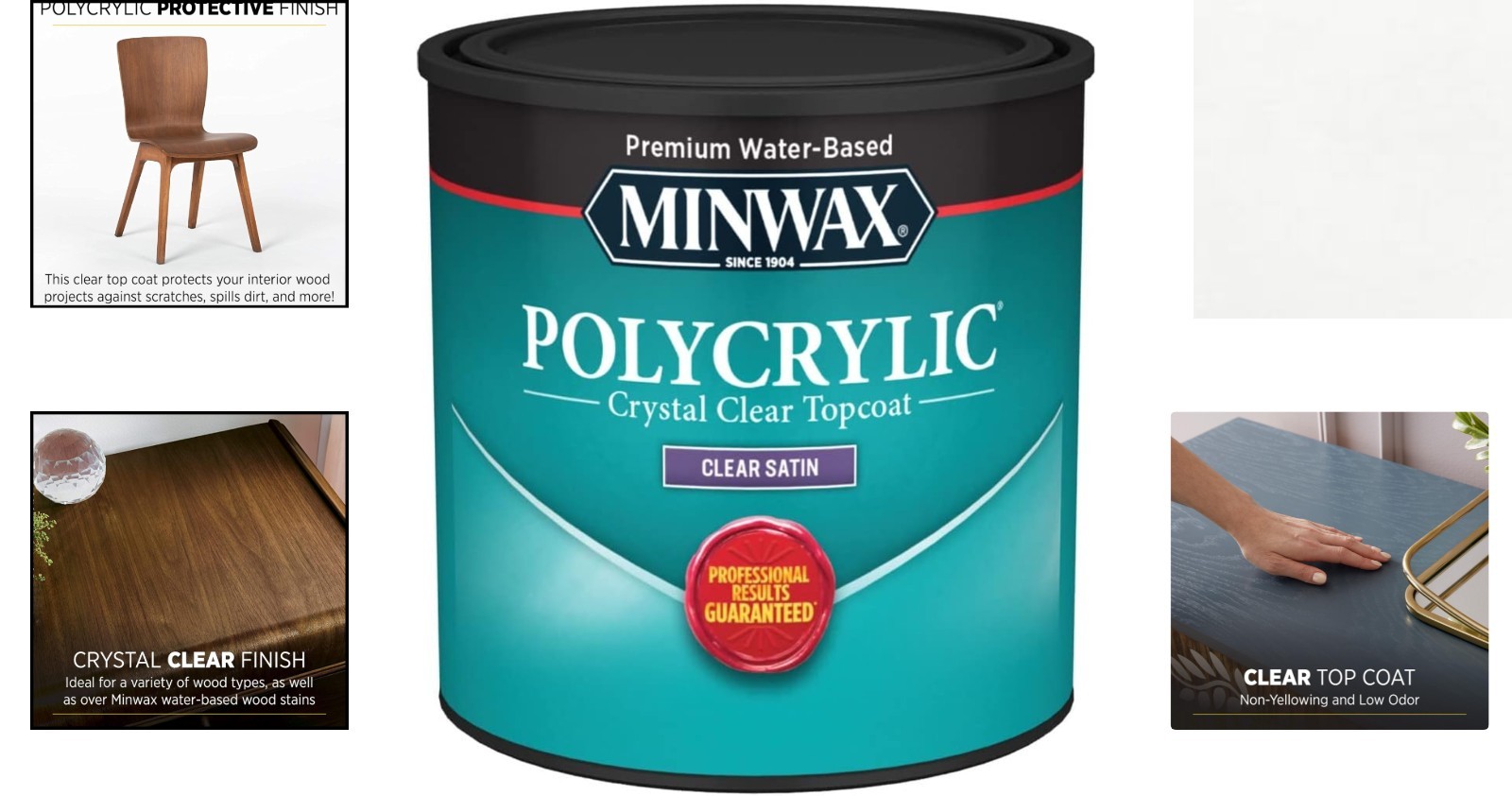 8 Oz Minwax Polycrylic Clear Satin Finish – Ideal for Interior Wood Surfaces