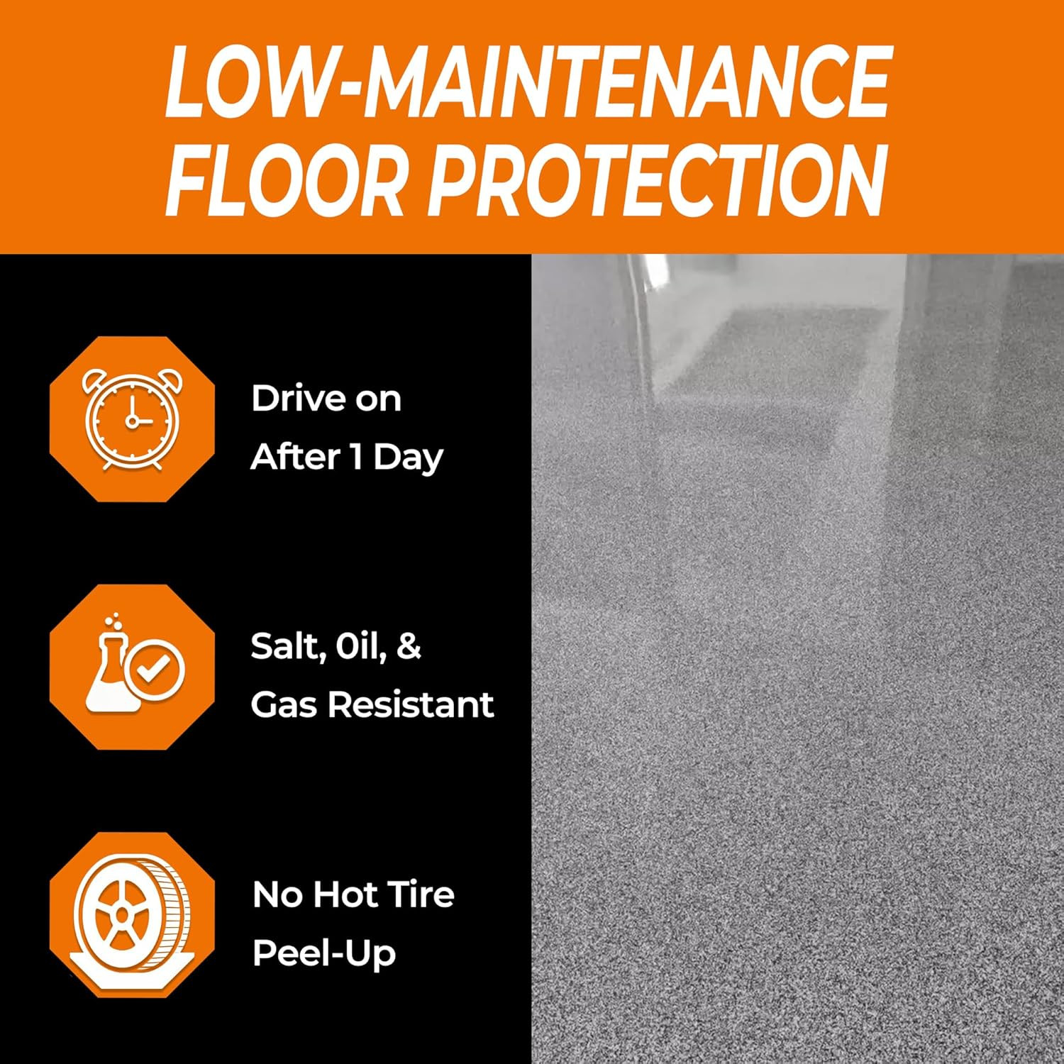 Gray Epoxy Floor Paint Kit – 3 Gallons, Self-Leveling, Fast-Curing, 110 Sq Ft