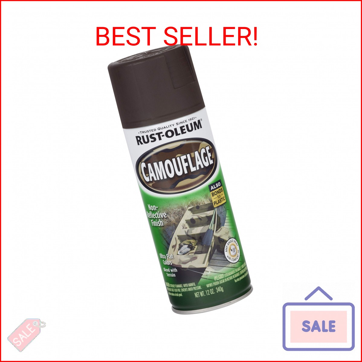 Rust-Oleum 1918830 Specialty Camouflage Spray Paint, 12 oz, Earth Brown