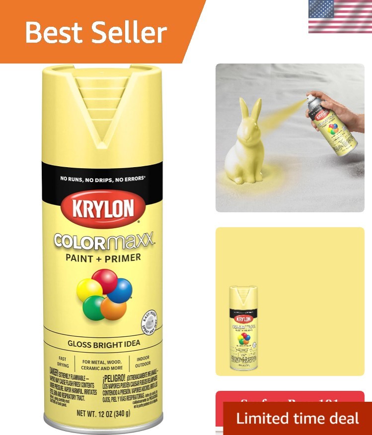 Rust Resistant 12 Oz Krylon ColorMaxx Gloss Spray Paint – Bright Idea Yellow
