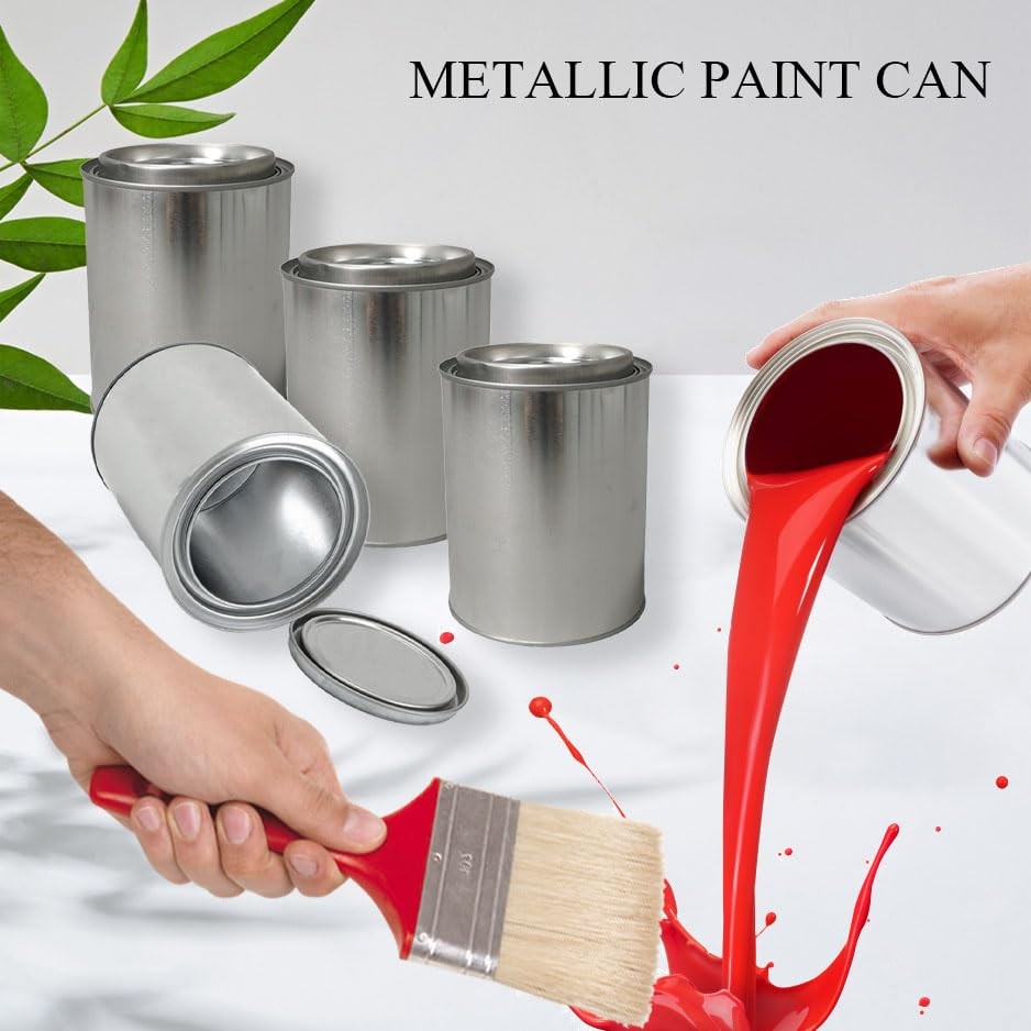 2 Pack Empty Metal Paint Cans with Lids,Empty Pint Paint Cans with Lids for L…