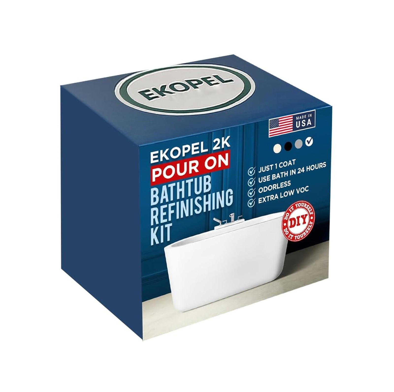 Ekopel 2K Bathtub Refinishing Kit – Pour On Bathtub Paint White Gloss Finish …