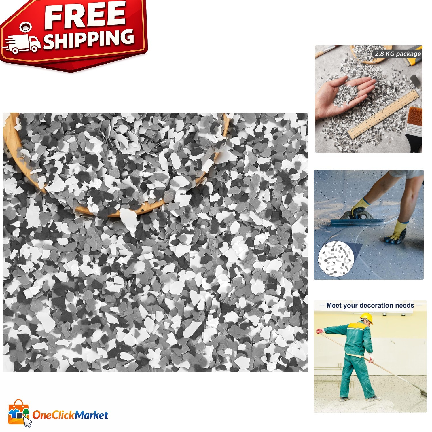 6.17 lb Decorative Concrete Coating Chips – Easy Application for Modern Spaces