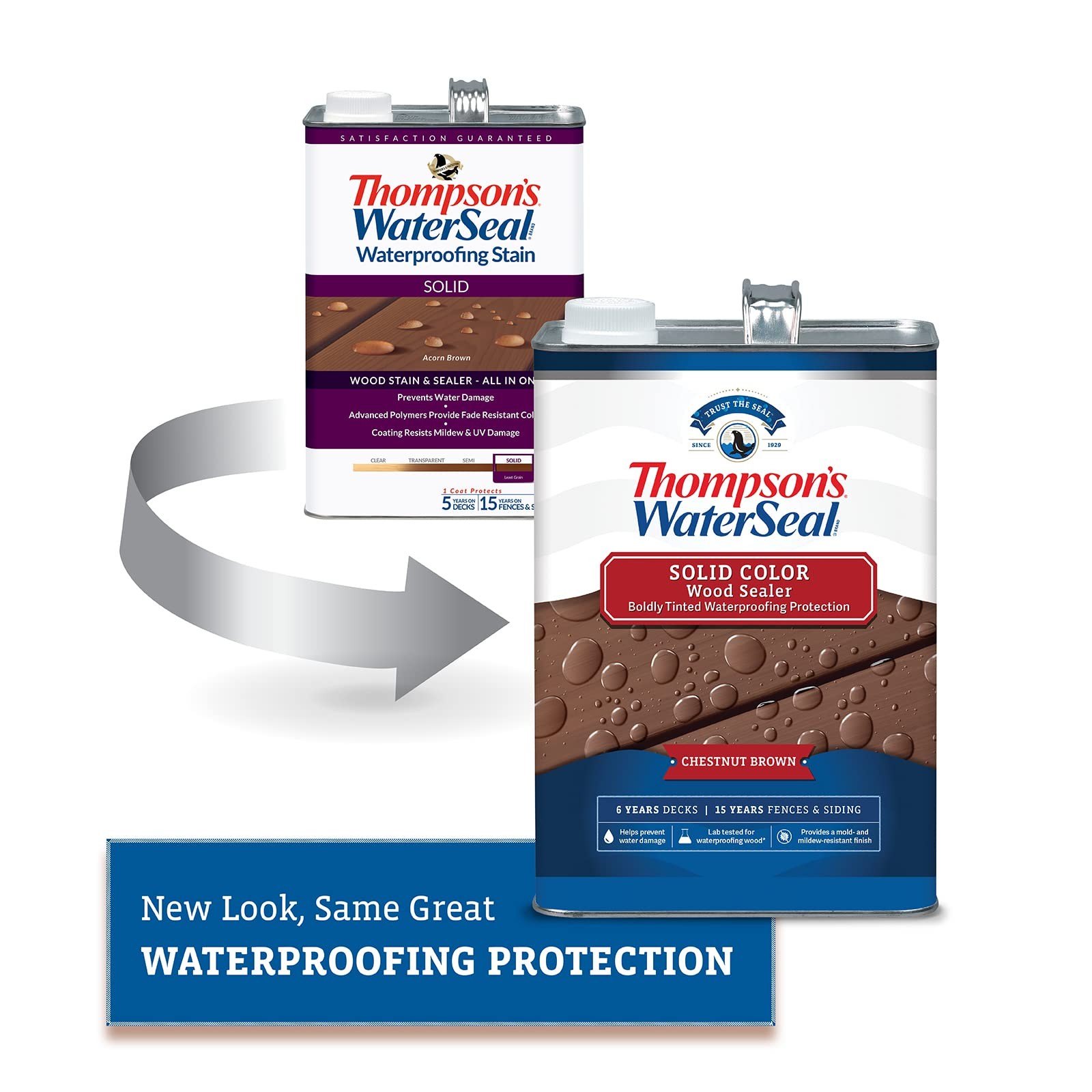 Thompson’s WaterSeal Solid Color Waterproofing Wood Stain and Sealer, Chestnu…