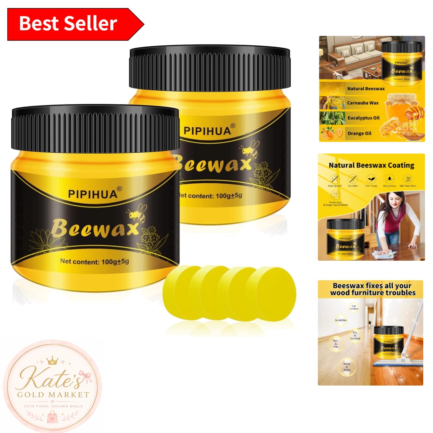 Eco-Friendly Beeswax Wood Conditioner & Polish – Restores & Protects Furniture