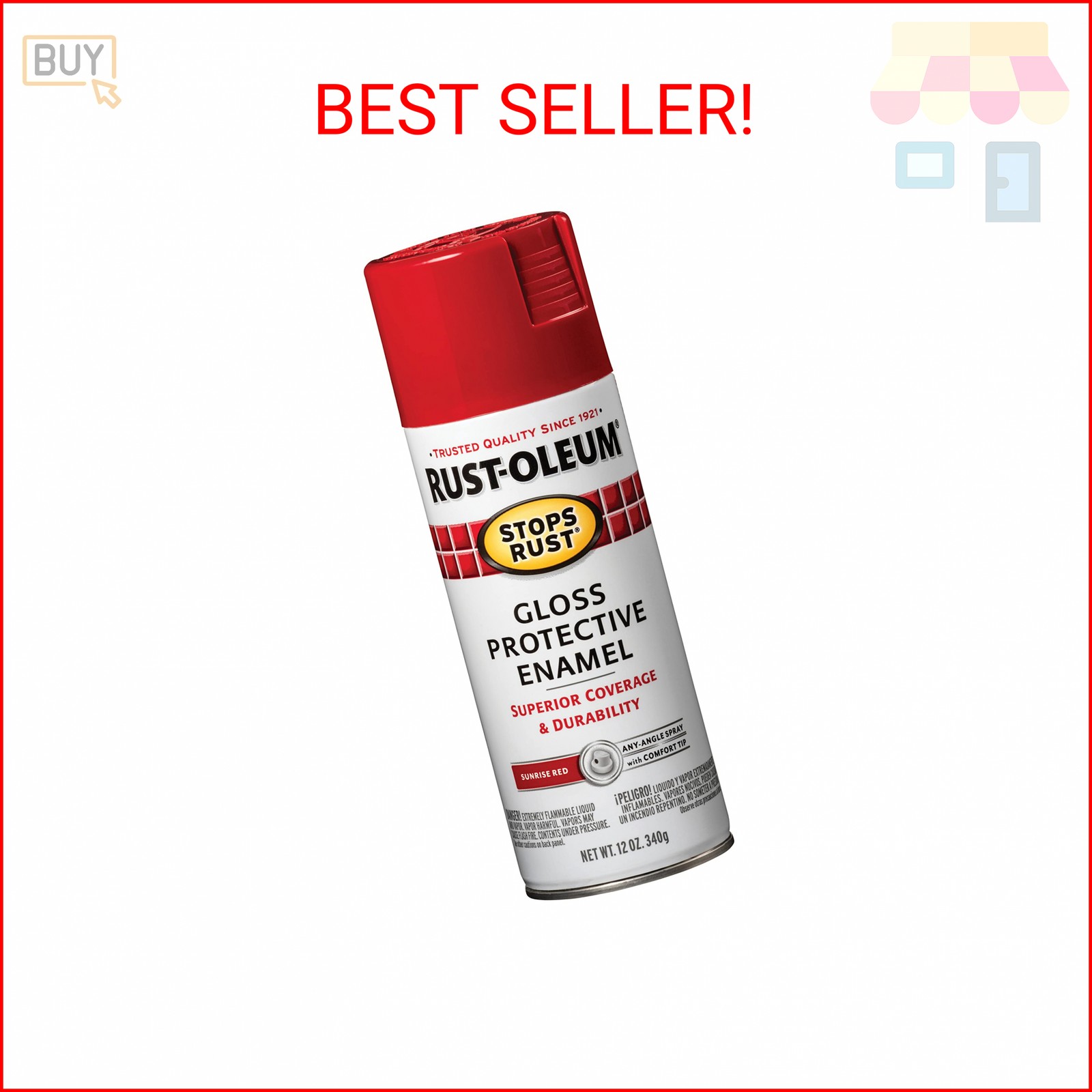 Rust-Oleum 7762830 Stops Rust Spray Paint, 12 Ounce, Gloss Sunrise Red