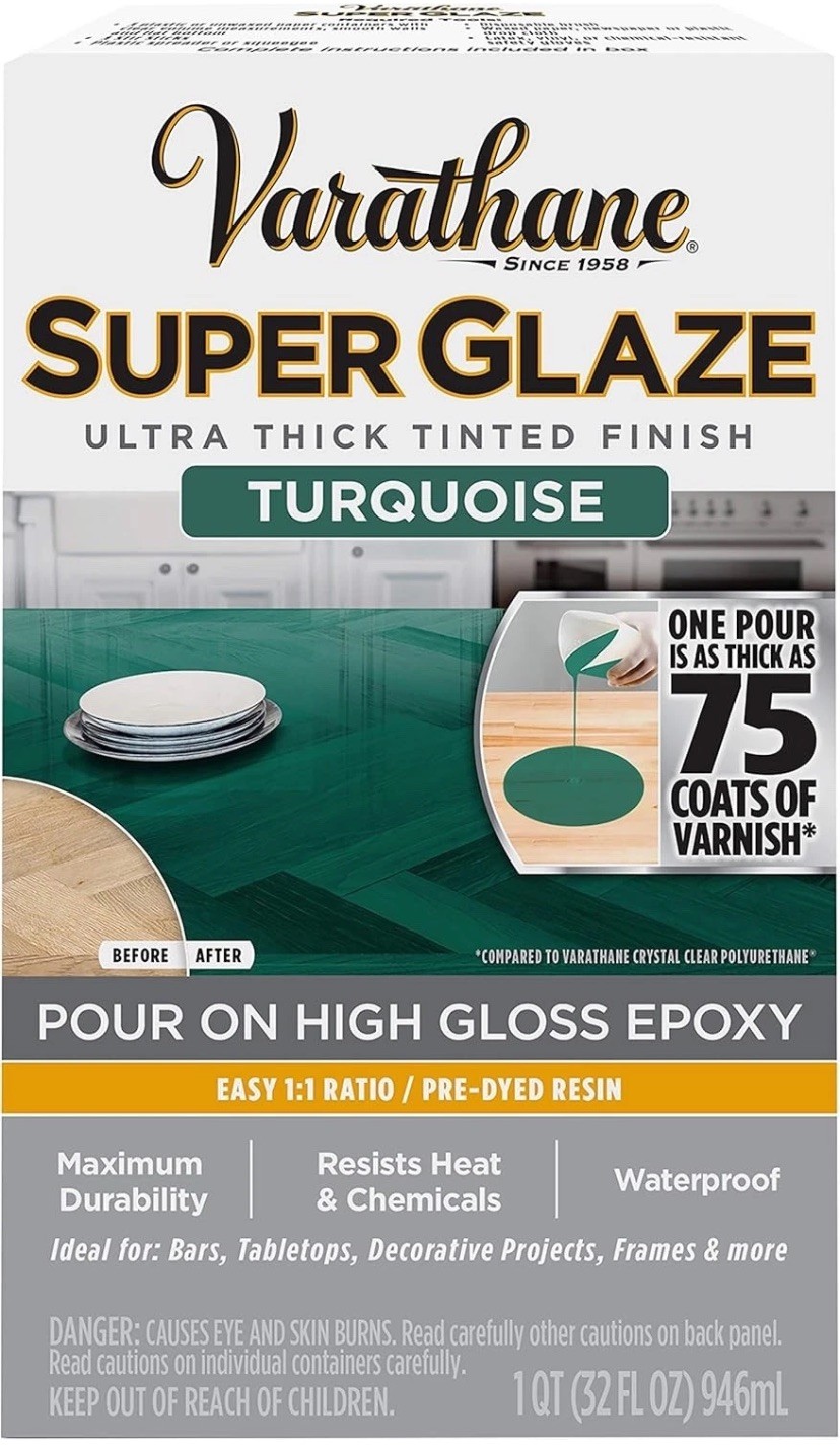 Varathane 369293 Super Glaze Pour-On High Gloss Epoxy Quart In Color Turquoise
