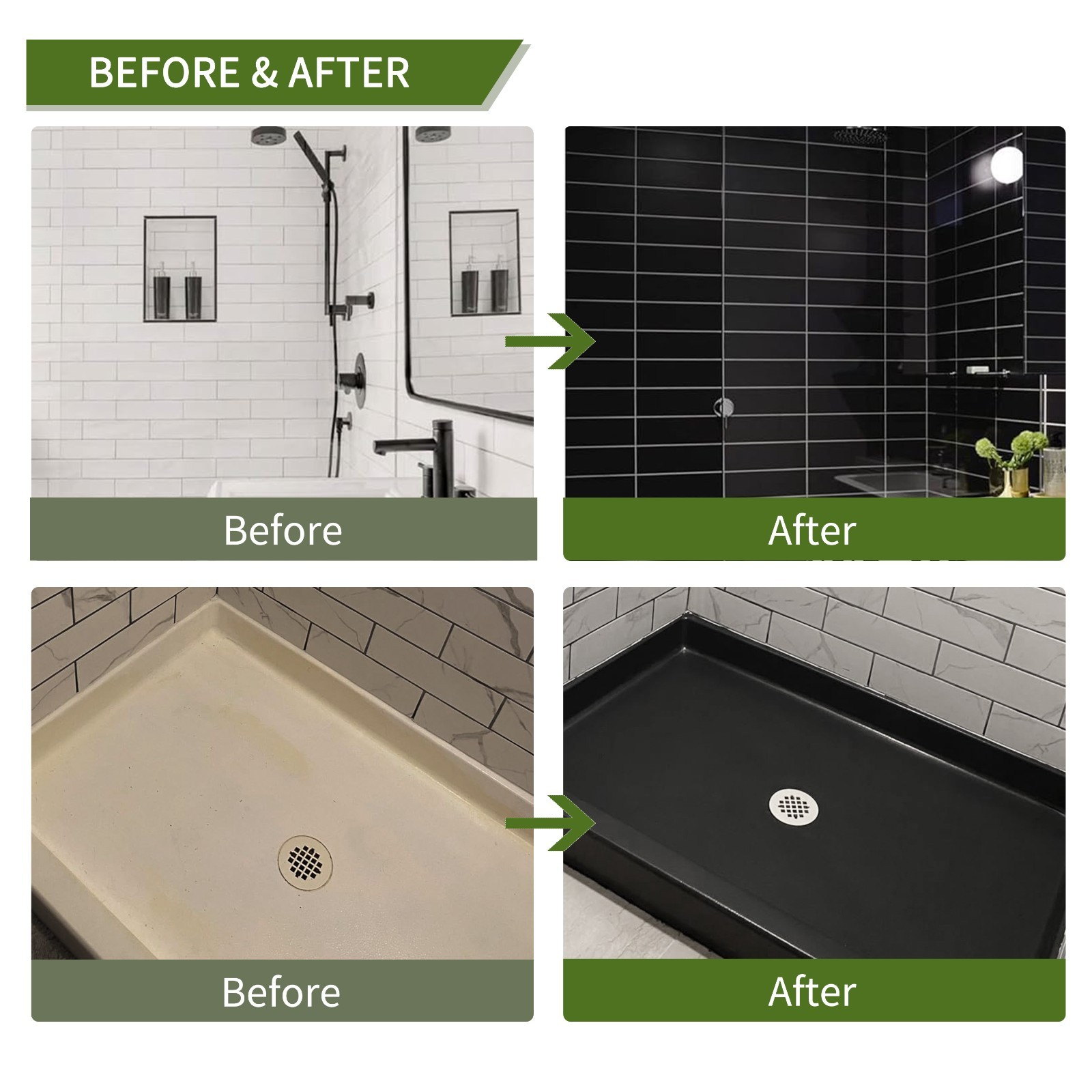 Tile paint black 16oz with 7-piece tool set, bathtub countertop renovation