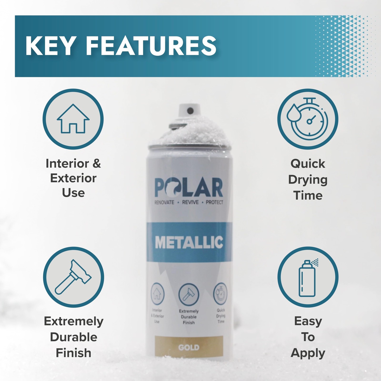 Polar Metallic Gold Spray Paint – 2 x 13.5 Fl Oz | Multi-Purpose Interior & Exte
