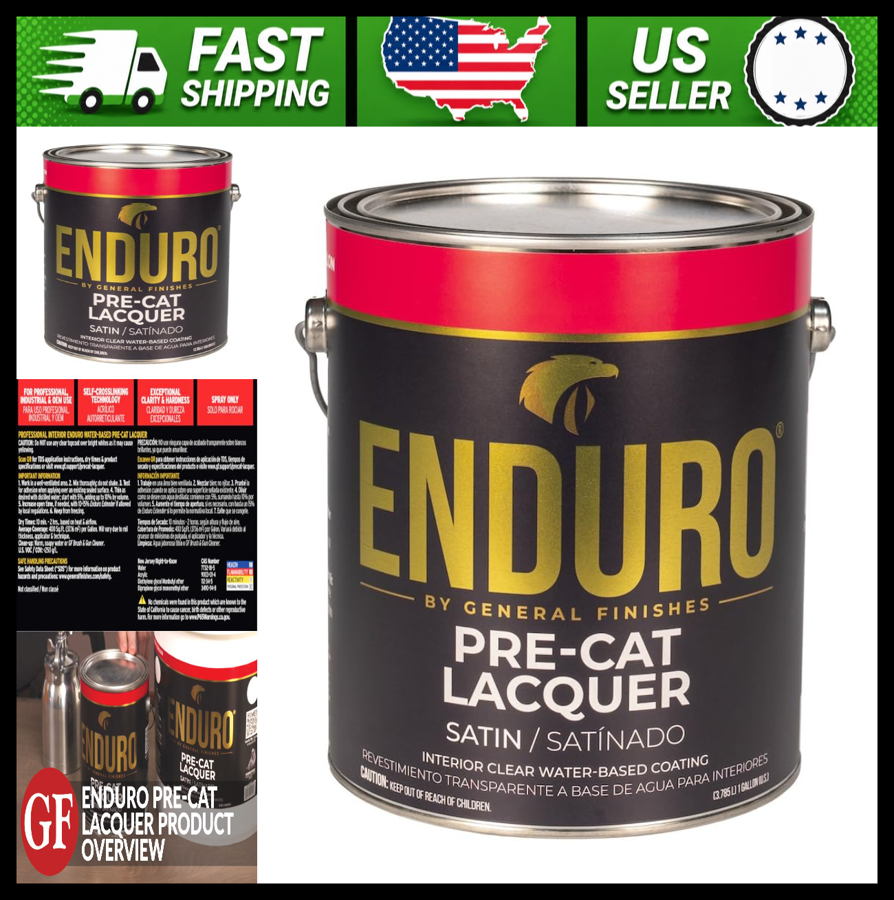 General Finishes Enduro Pre-Cat Lacquer Satin, 1 Gallon