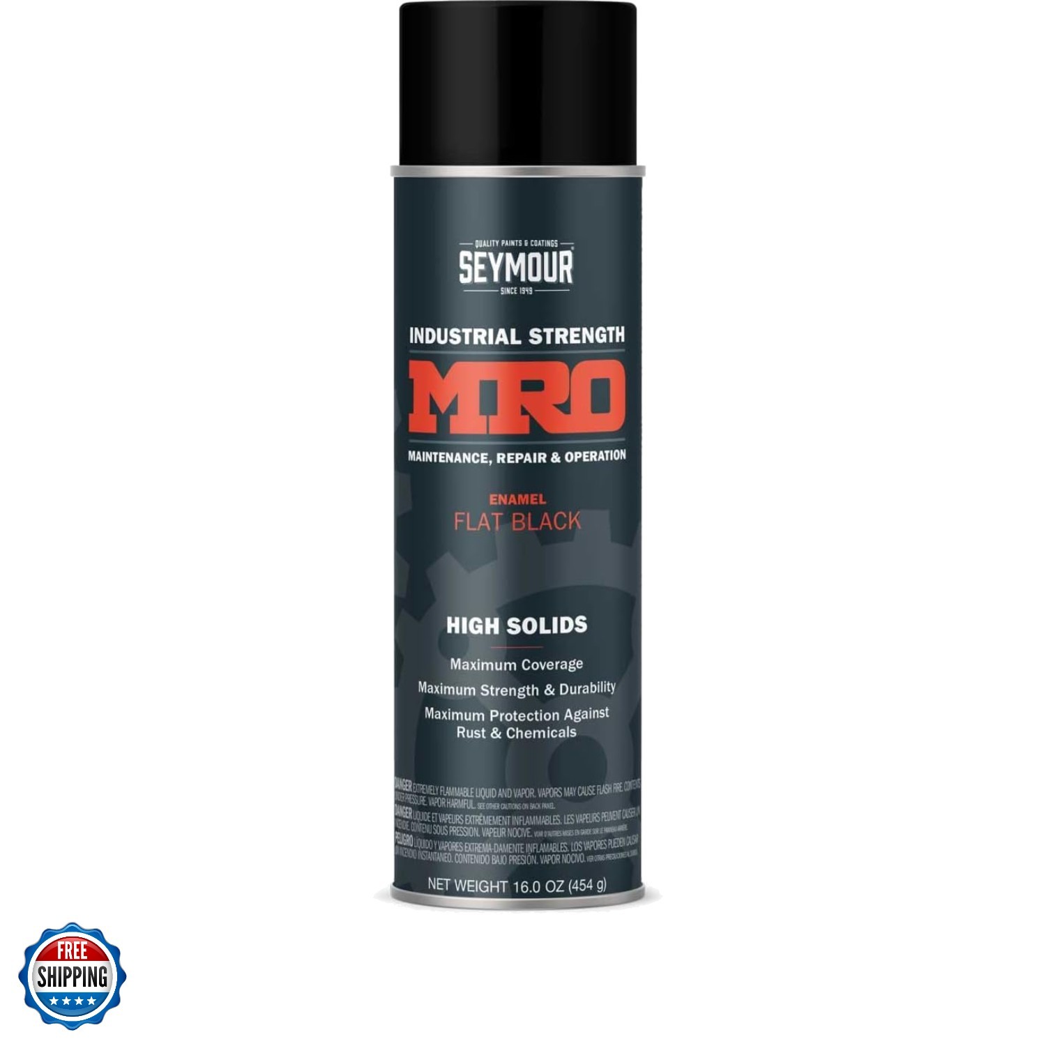 620-1433 Industrial MRO High Solids Spray Paint, Flat Black, 16 Ounce Pack of 1