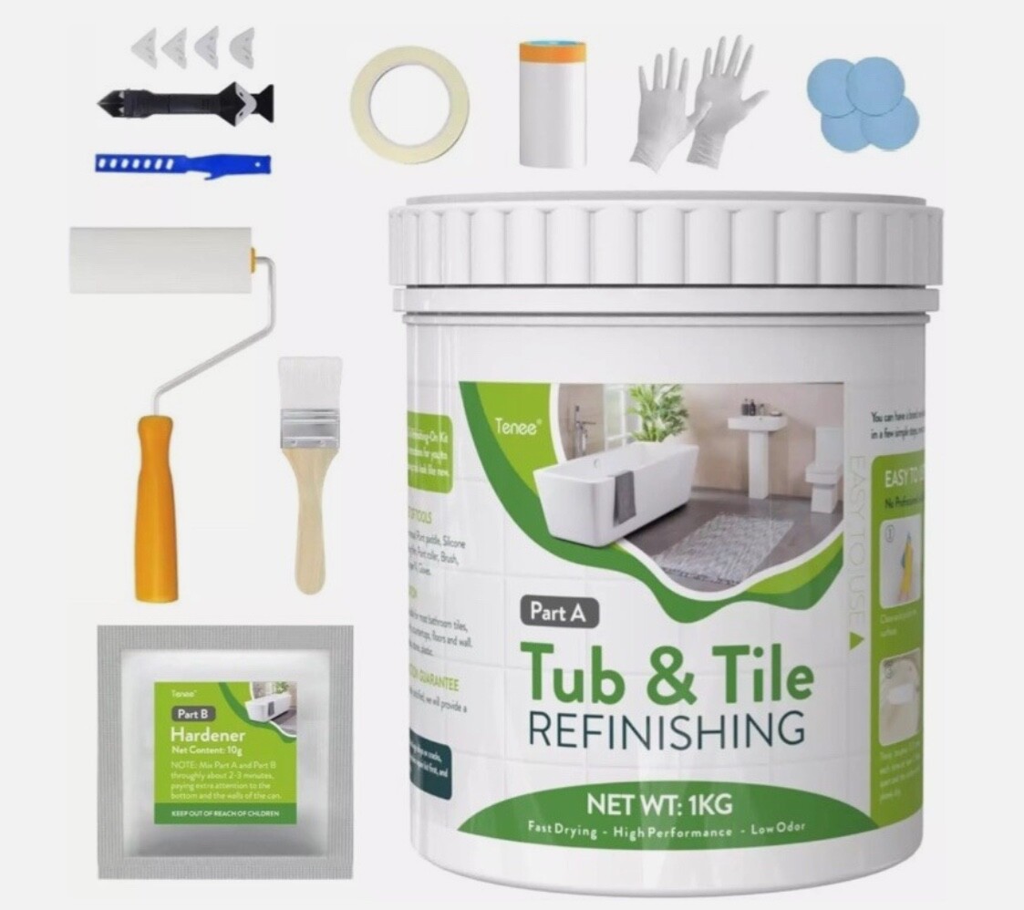 Tub and Tile Refinishing Kit 35 oz. Tile Bathtub Refinishing Kit White w/ Tools