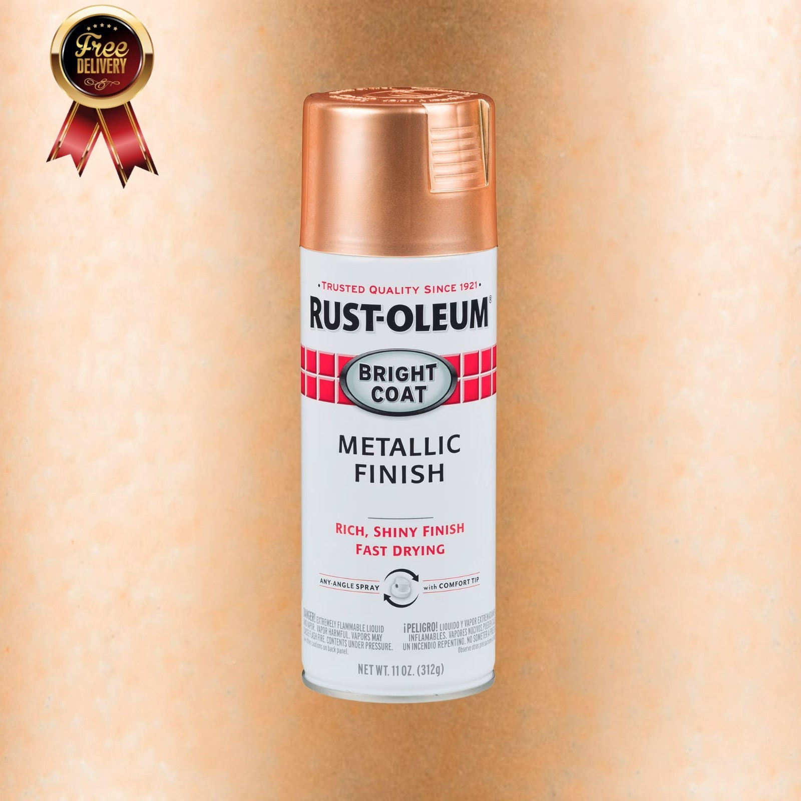 Copper, Stops Rust Bright Coat Metallic Spray Paint-314417, 11 Oz