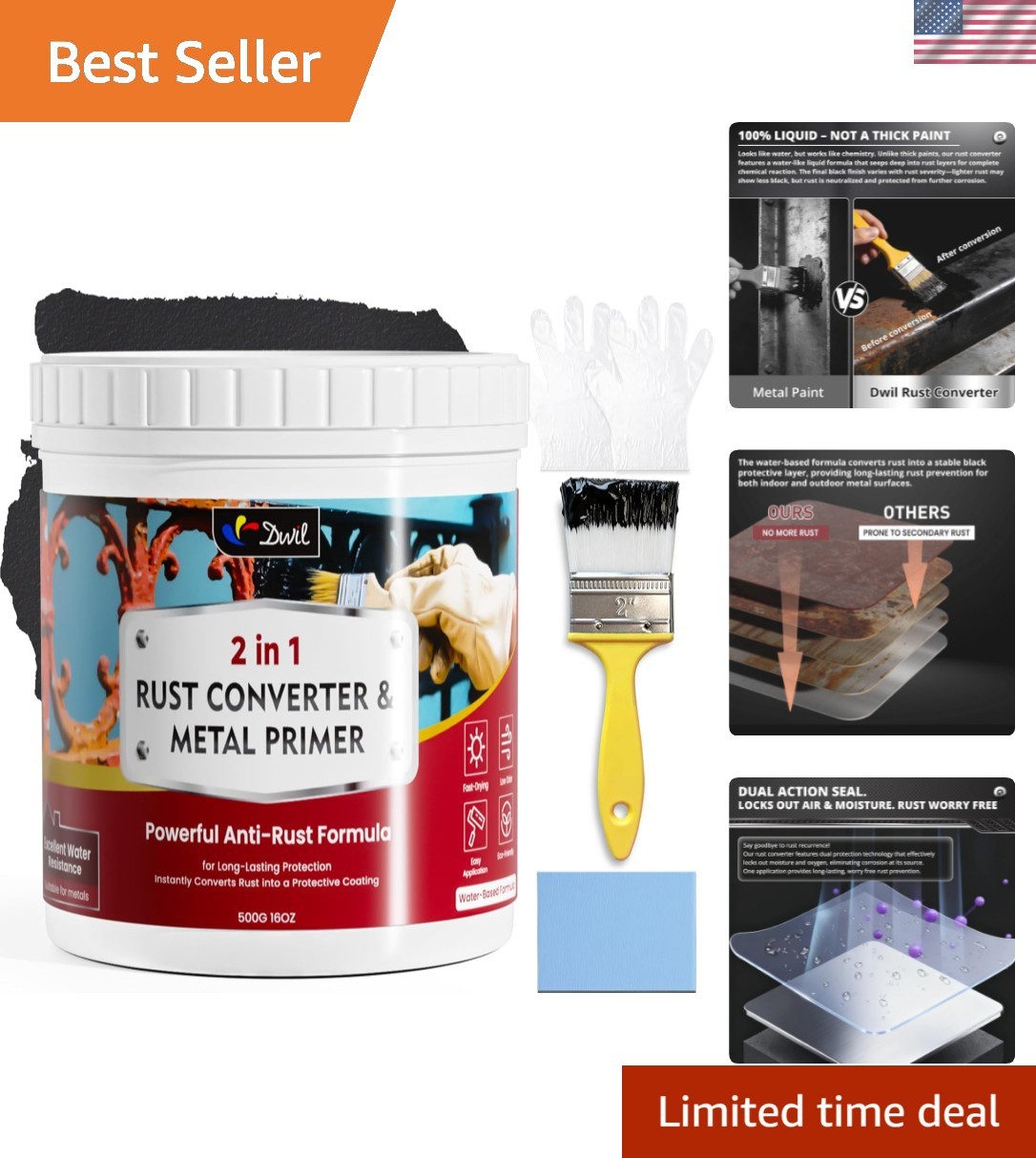 for Metal, 2 in 1 Paint and Primer, Converts Rust to Long-Lasting Protective …