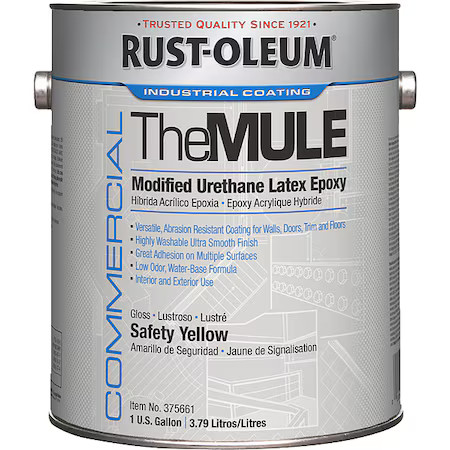 Rust-Oleum 375661 Epoxy Coating, Gloss, Water Base, Safety Yellow, 1 Gal