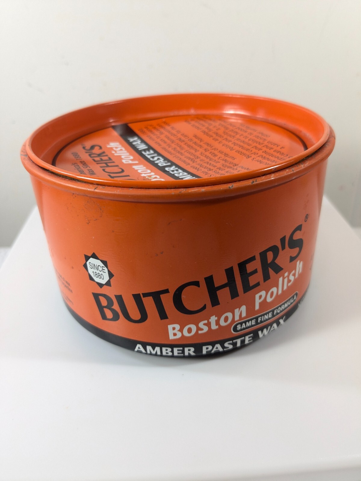 Vintage Butcher’s Wax Boston Polish Amber Paste Wax 16 oz Tin READ
