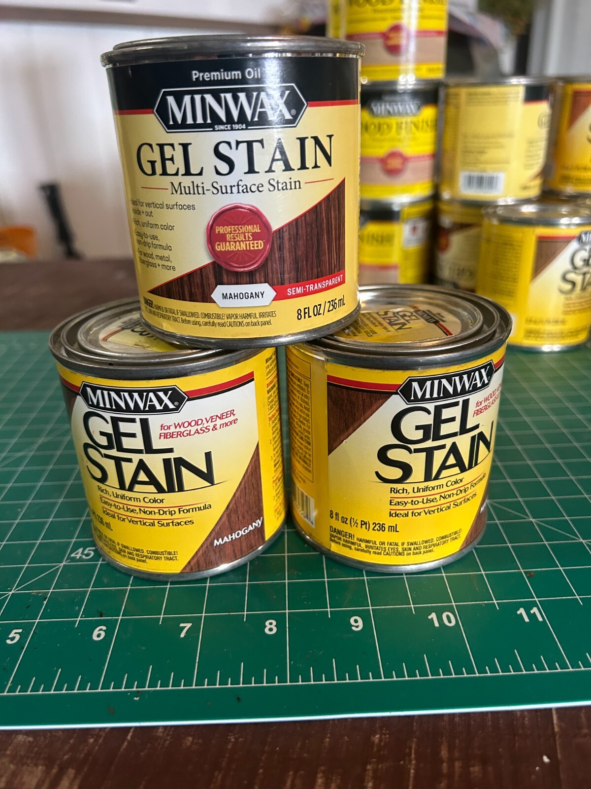 NOS 3-pack lot Minwax Chestnut Gel Stain Wood ½ Pint Oil based