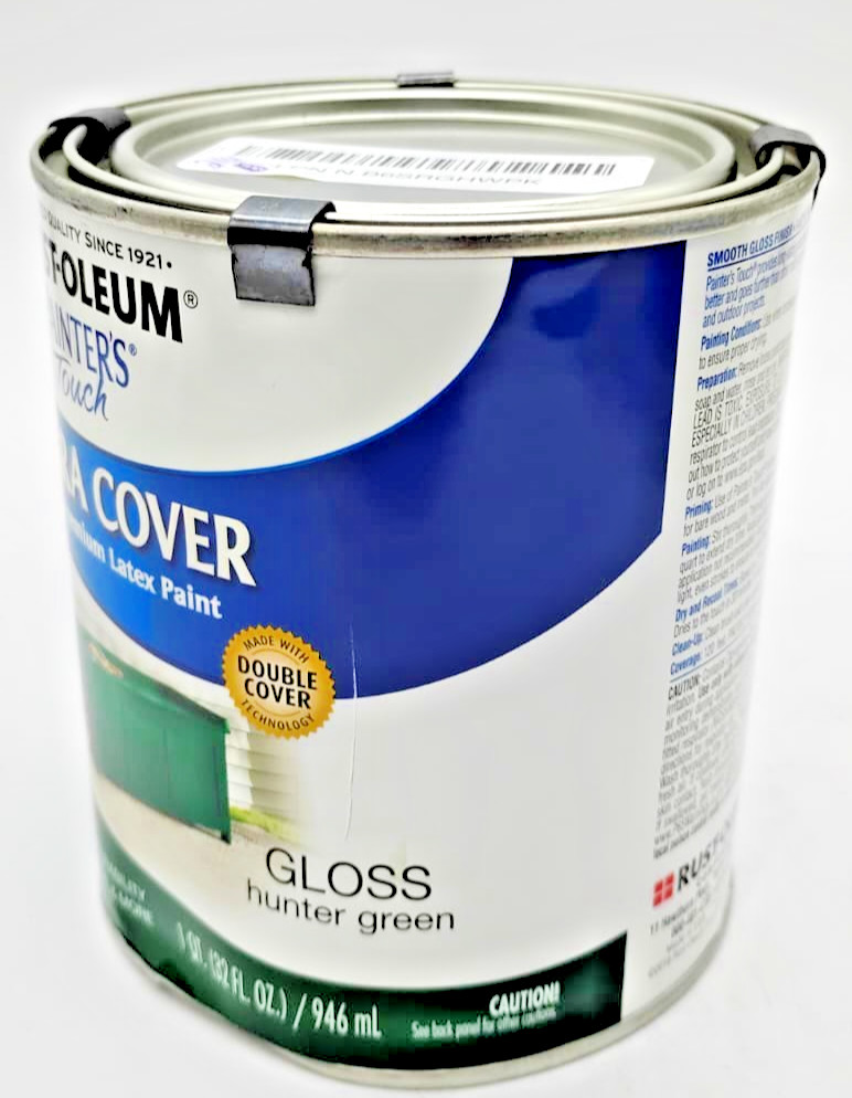 Rust-Oleum Painters Touch Gloss Hunter Green Latex Brush-On Paint Quart 1938502